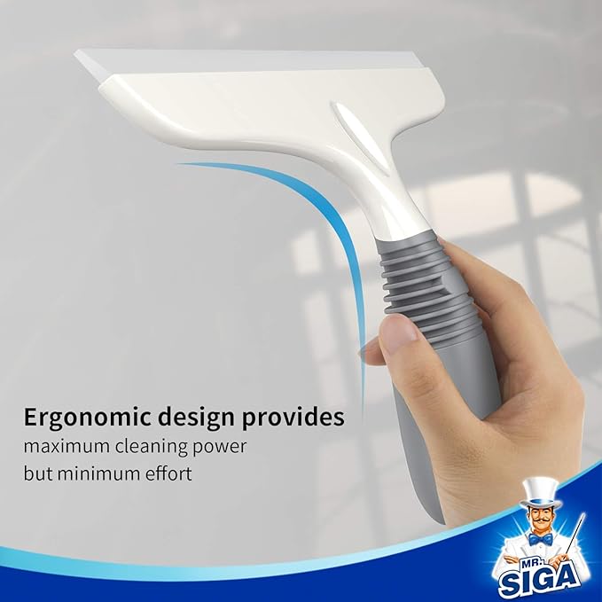 MR.SIGA Silicone Squeegee for Shower Doors, 10 inch, White & Gray, 2 Pack