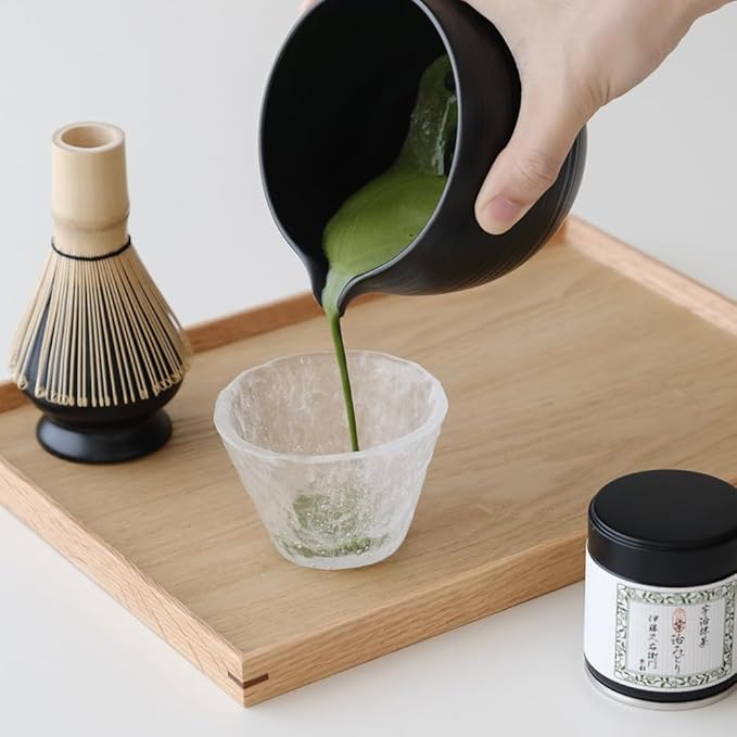 WENSHUO Matcha Whisk Set, Ceramic Matcha Bowl with Spout, Black,6-Pc