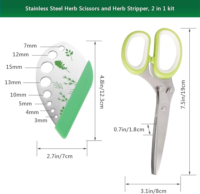 Luxiv Herb Scissors And Stripper Set, 5-Blade Stainless Steel Kitchen Tools