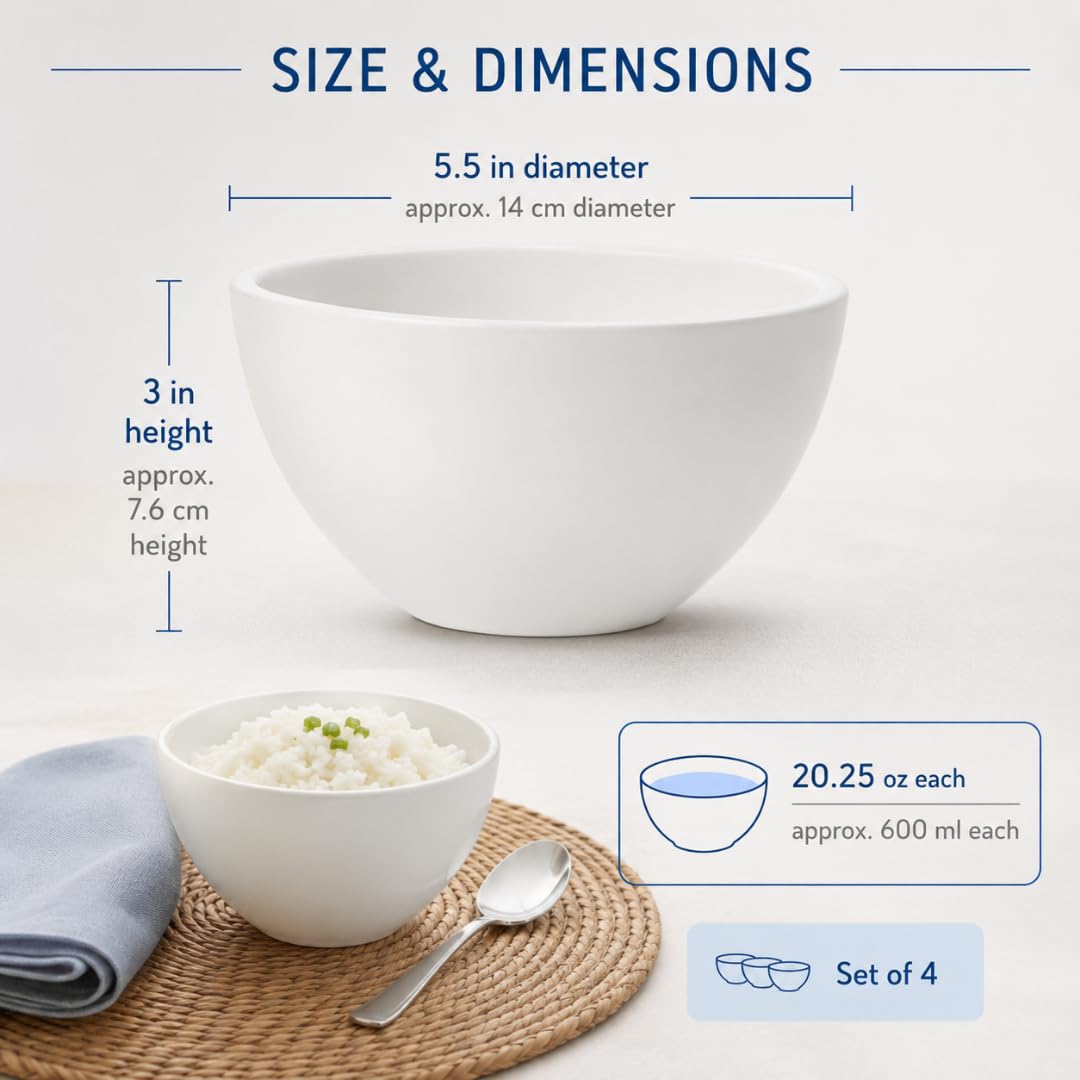 Villeroy & Boch Artesano Original Rice Bowls, Creamy White, Set of 4