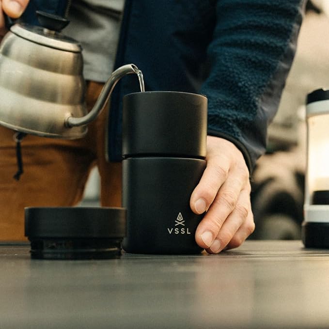 VSSL Nest Pour Over Coffee Maker, Transportable and Compact Pour Over Coffee Maker (black, Nest Pour Over Coffee Set)
