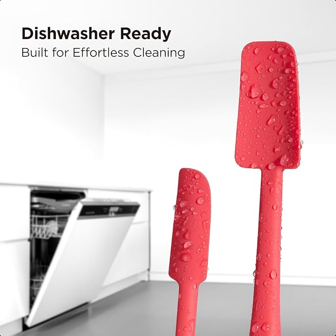 Kitchen Mama WaltzGrip Platinum Silicone Jar and Can Spatula Set, Red