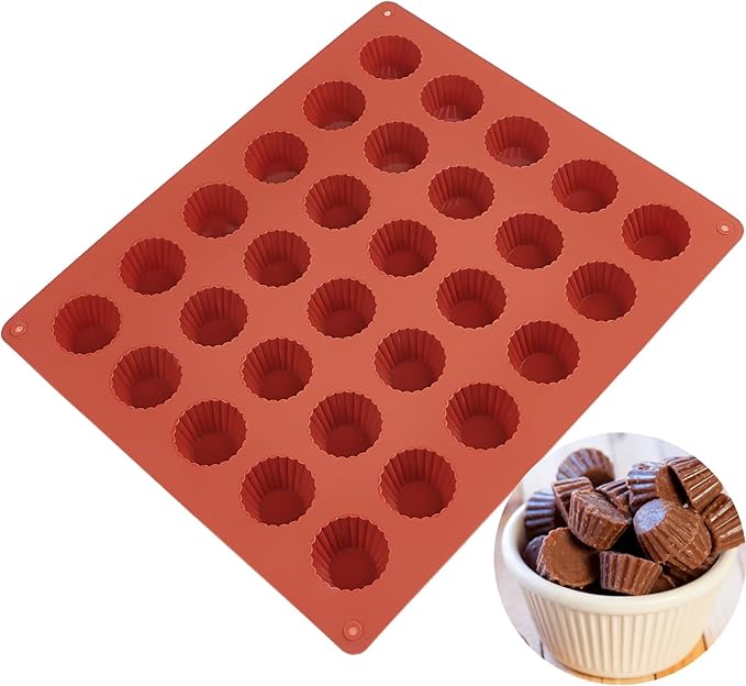 JOERSH Mini Peanut Butter Cup Silicone Mold, 30-Cavity