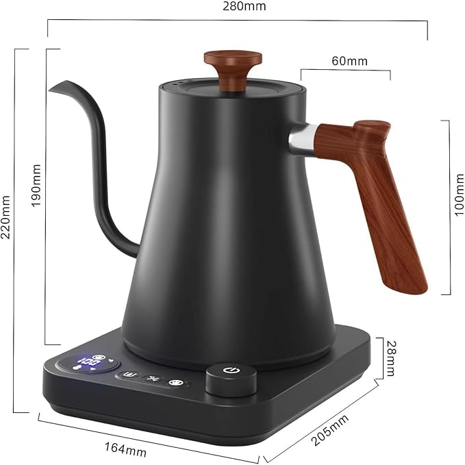Gooseneck Electric Kettle, Black, 0.9L