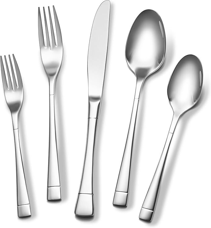 EIUBUIE Heavy Duty Silverware Set for 4, 20-Piece 18/10 Stainless Steel Flatware Set, Mirror Polished Cutlery Modern Kitchen Eating Utensil Durable Tableware Included Knife Fork Spoon, Dishwasher Safe