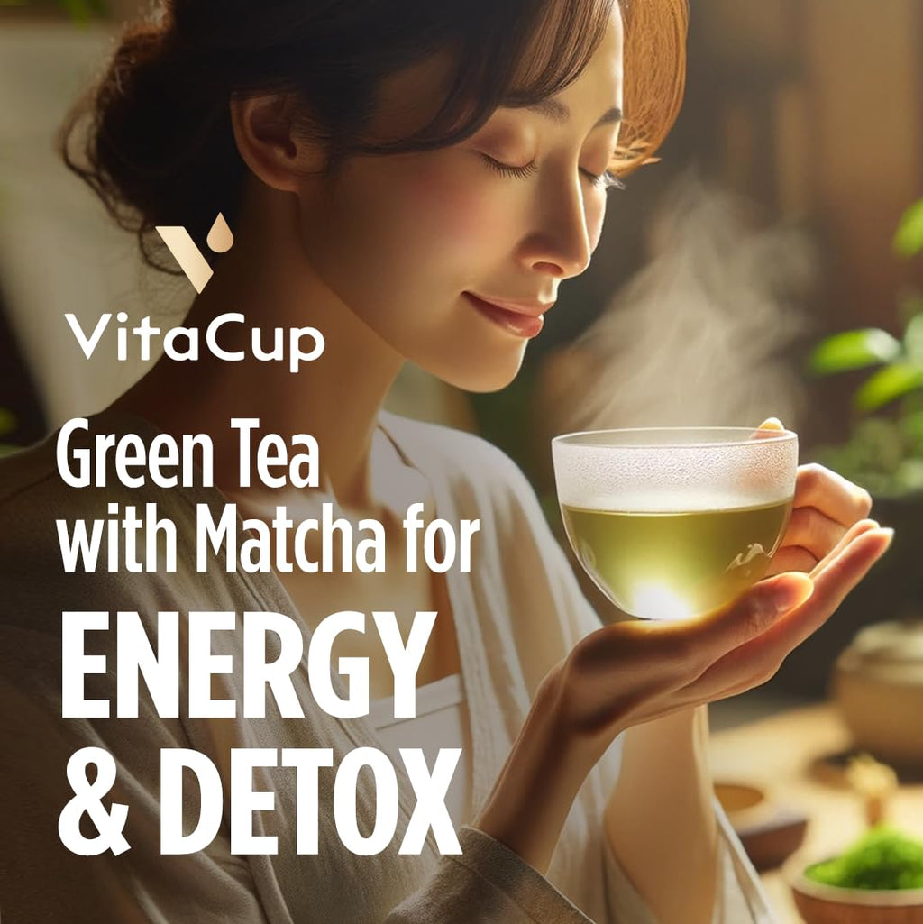 VitaCup Green Tea Instant Packets with Matcha, 24ct