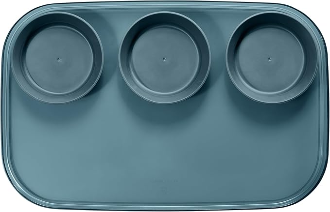 madesmart dipware 3 Bowl Serving Tray, Stackable & Removable Dip Bowls for Charcuterie, Guacomole, Snacks, Veggies, Premium Dishwasher & Microwave Safe, Multipurpose Plate & Bowl, Midnight