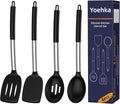 Yoehka Silicone Cooking Utensils Set, 4Pcs Spatula and Spoon Set, Black
