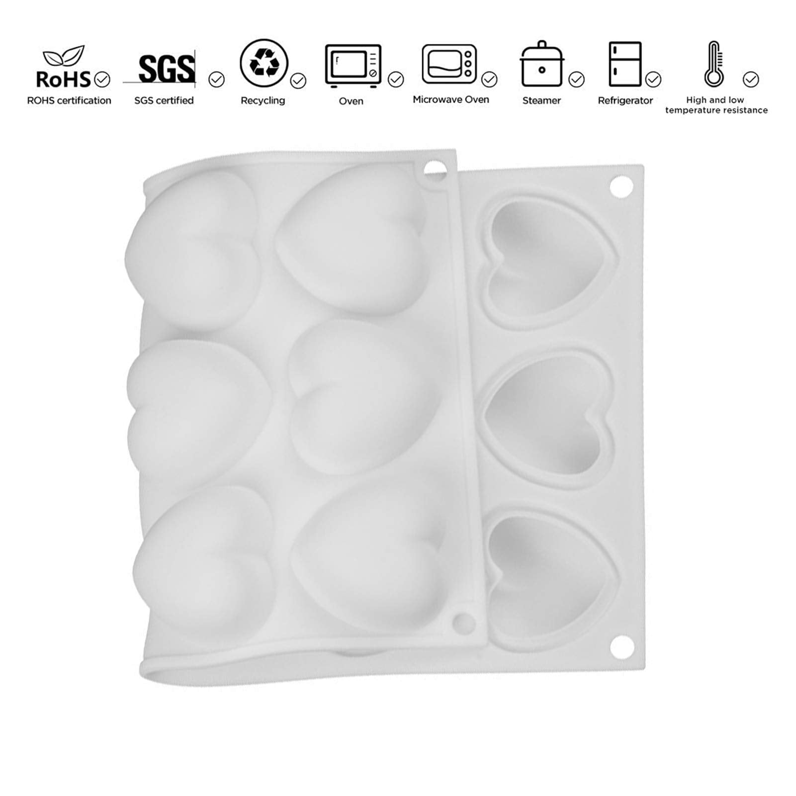 OCPO Kitchen Heart Silicone Mold for Baking Mousse Cake, 15 Cavities