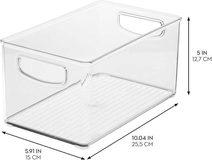 iDesign Stackable Pantry Bins, 2 Small, 2 Medium, and 2 Large Bins, 6 Pack, Clear, Made in USA