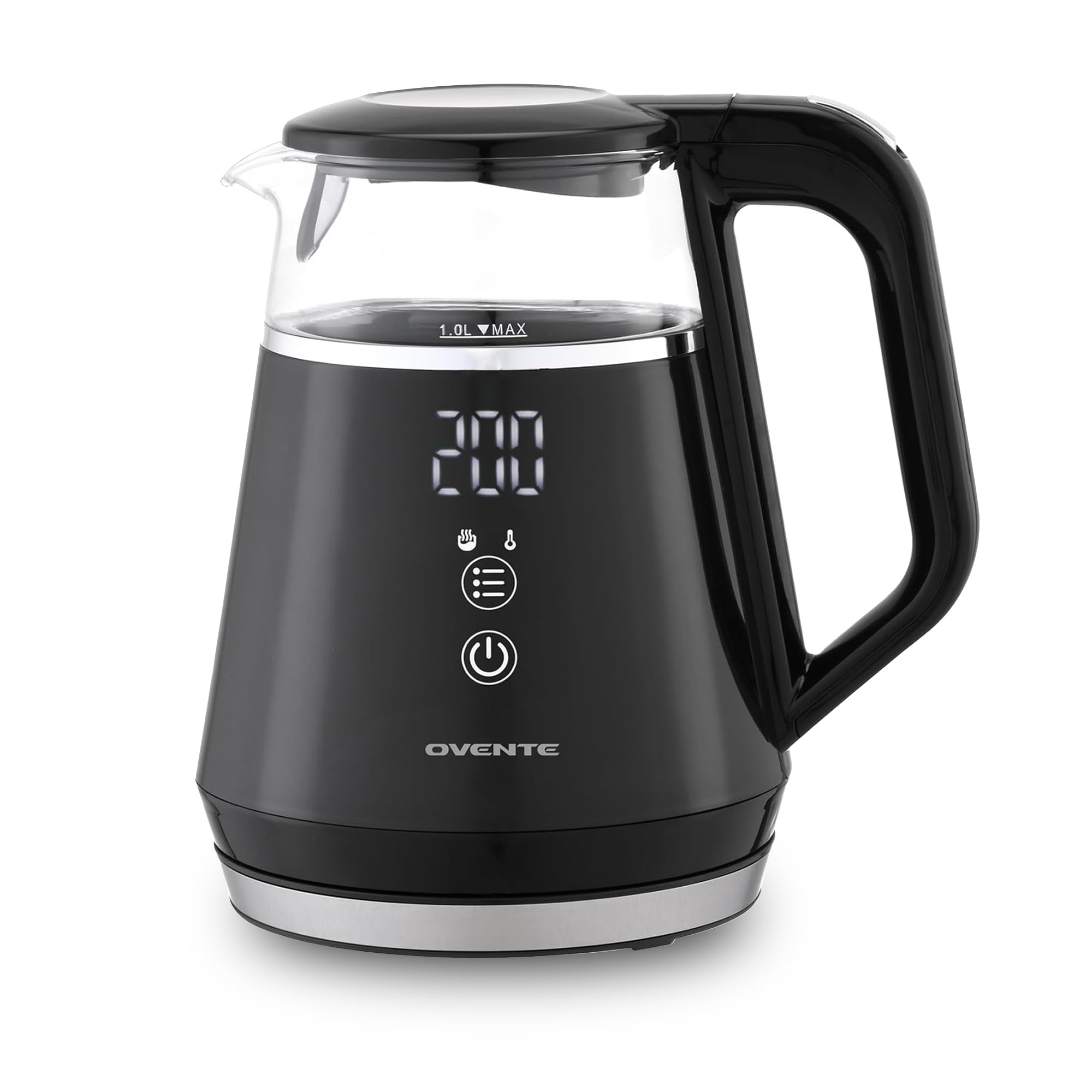 OVENTE 1L Electric Kettle with Temperature Control, 1500W, Black KD95B