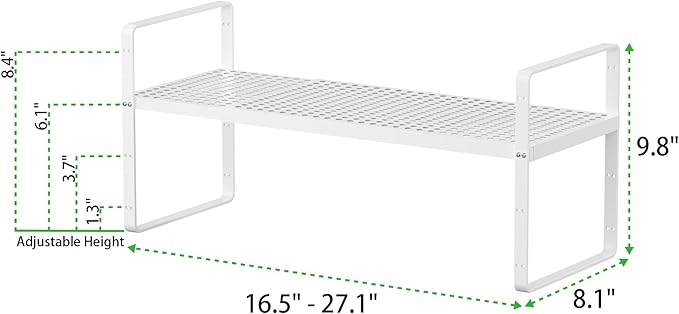 SOFRON Expandable Storage Shelf, Stackable Organizer Rack, White Small 1 PK
