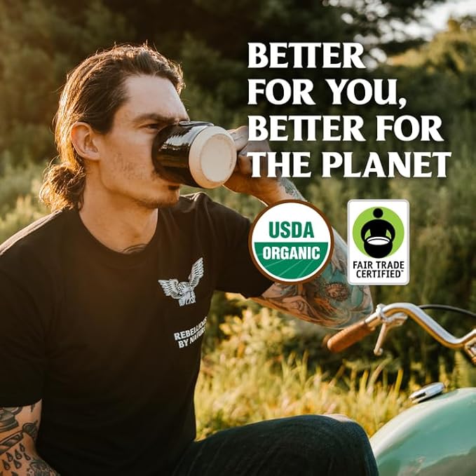 Death Wish Coffee Dark Roast Grounds -16 Oz, 2 Packs of Bold & Intense Blend of Arabica & Robusta Beans - USDA Organic Ground Coffee - Pack of 2