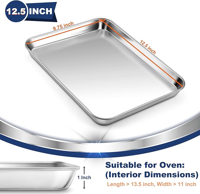 P&P CHEF Baking Sheet Pan, Stainless Steel Cookie Sheet, 12.5 Inch & 1 Pc