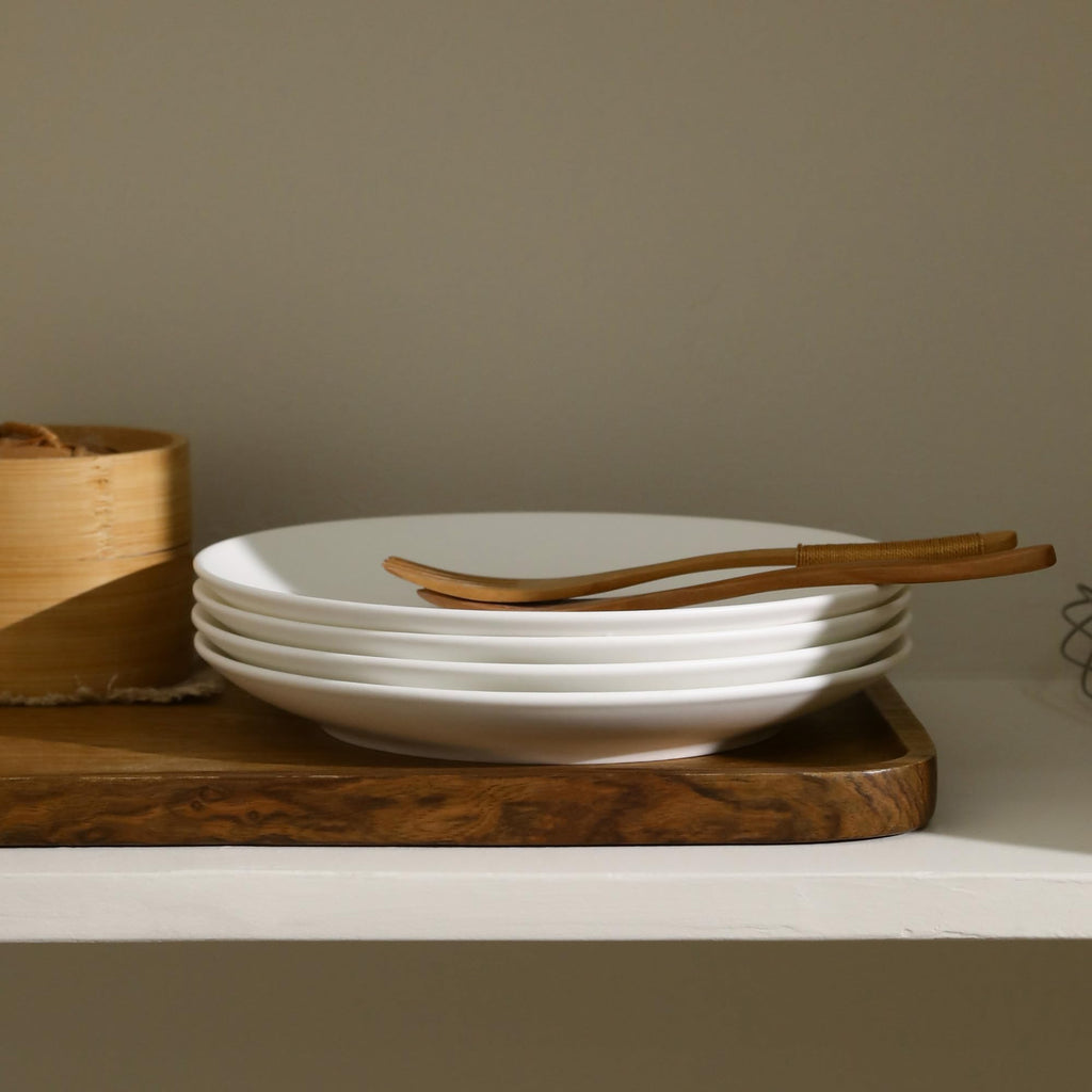 Stone Lain Taglio 24-Piece Dinnerware Set Bone China, Matte White