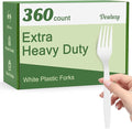 Dealusy 360 Count Extra Heavy Duty White Plastic Forks Disposable, BPA-Free, Heat Resistant, Solid and Durable Disposable Forks Bulk, Premium Plastic Forks heavy duty for Party Supply