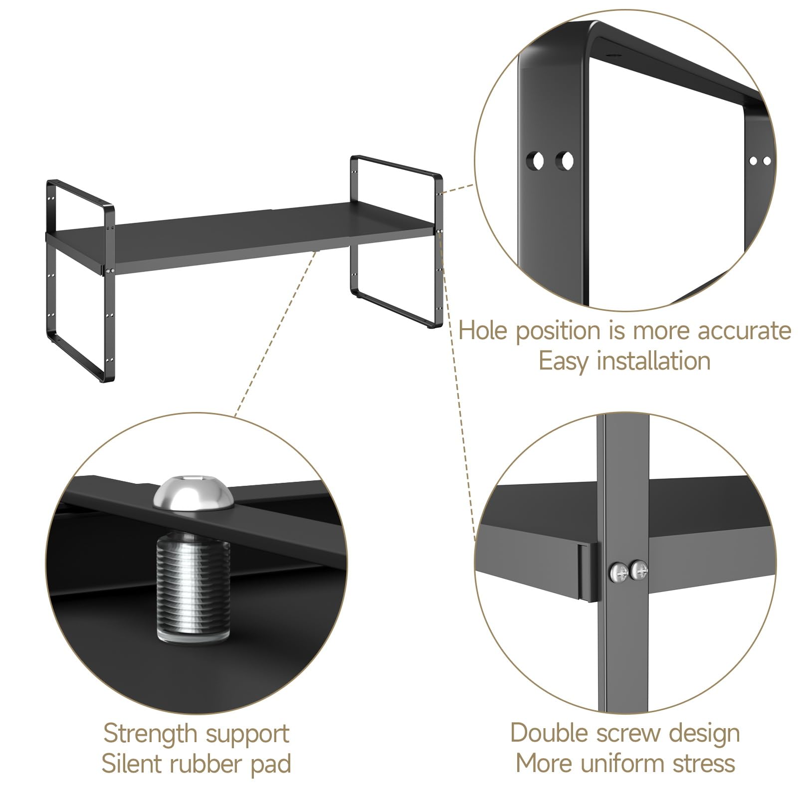 taiheis 16.5~27.1" Expandable Shelf，2Pack 8.1" Wide Adjustable Height Cabinet Shelves，Black