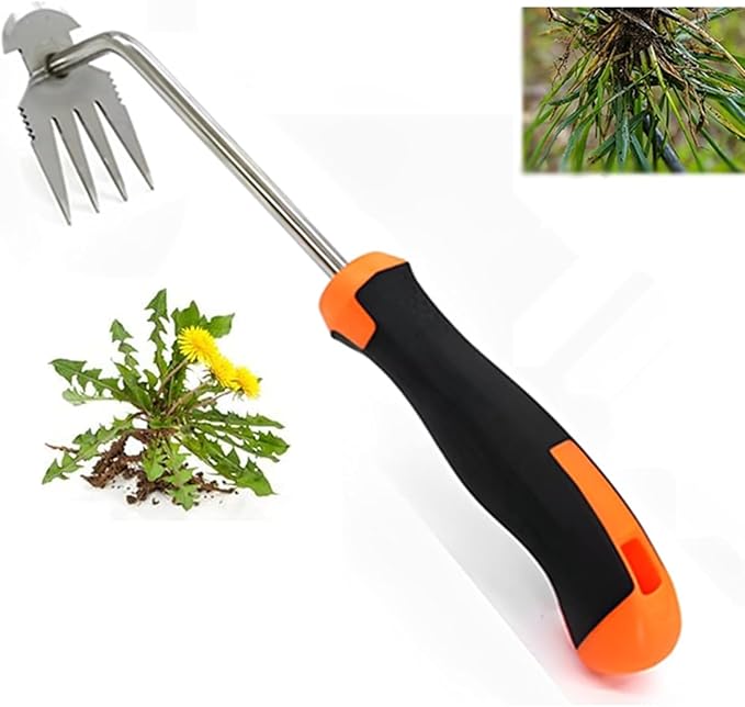 Carrie Rowe Weed Remover Tool,Garden Weed Tool, Portable Garden Weeding Tool for Vegetable Gardening Backyard Farm Planting & Weeding (Rubber Handle)