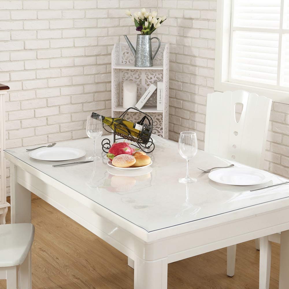 NECAUX Clear PVC Table Cover Protector 32 x 52 Inch 1.5mm Thick