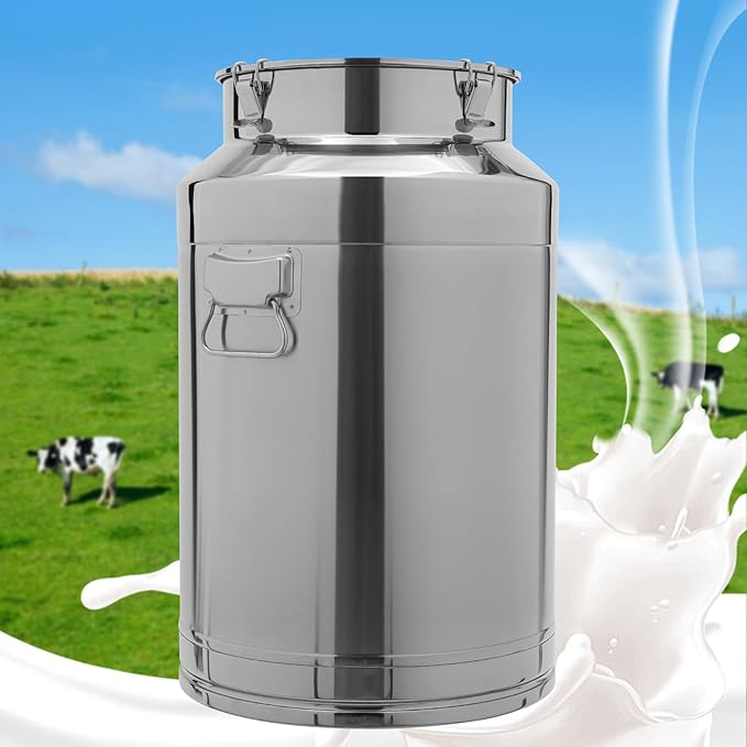 Fifizoo 304 Stainless Steel Milk Can - 20 Gallon (76 Liter) Heavy Duty Airtight Food Storage Container for Milk, Wine, Oil - Ideal for Home, Farm, and Commercial Use
