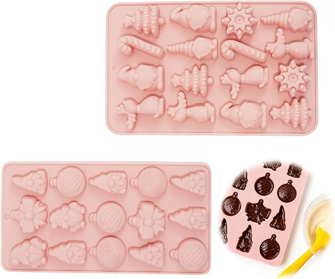 2 Pack Chocolate Molds, Cute Characters Silicone Molds, Chocolate Cake Molds, for Making Chocolate, Candy, Gummy, Jello, Ice, Wax Melts, for Party, A Spooky - Themed Gift, Baking (Christmas Themed)