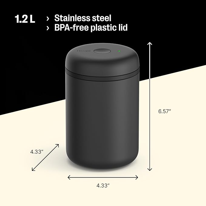 Fellow Atmos Electric Vacuum Coffee Canister 1.2L - Auto-Seal Steel