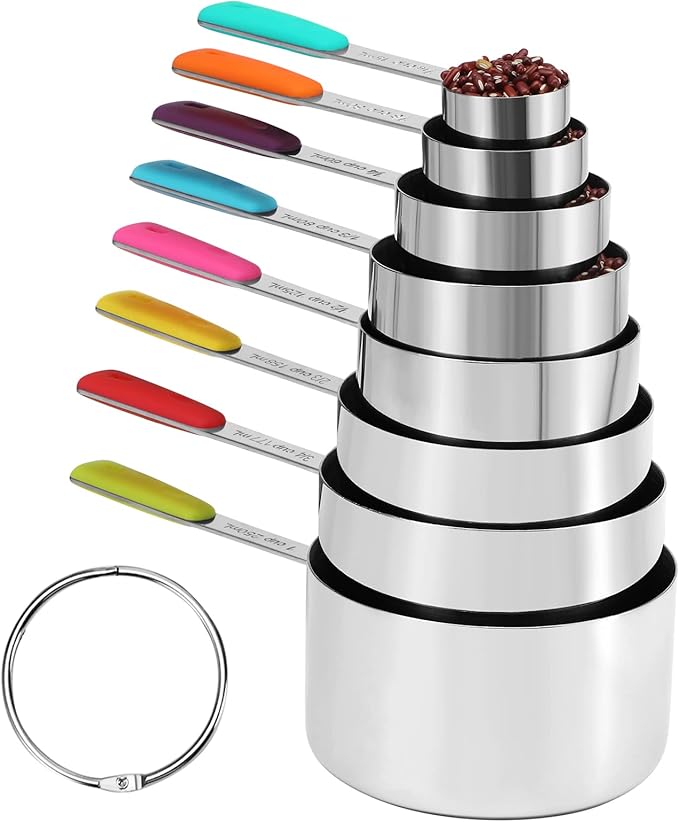 Bopei Stainless Steel Measuring Cups Set (8 Cups, Colorful)