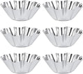 Unomor Stainless Steel Chrysanthemum Tart Mold 6 Pack Flower Tart Pans 2.40 X 2.40 X 0.90 in Reusable Non-Stick Baking Molds for Egg Tarts Mini Cupcakes Muffins Diy Desserts