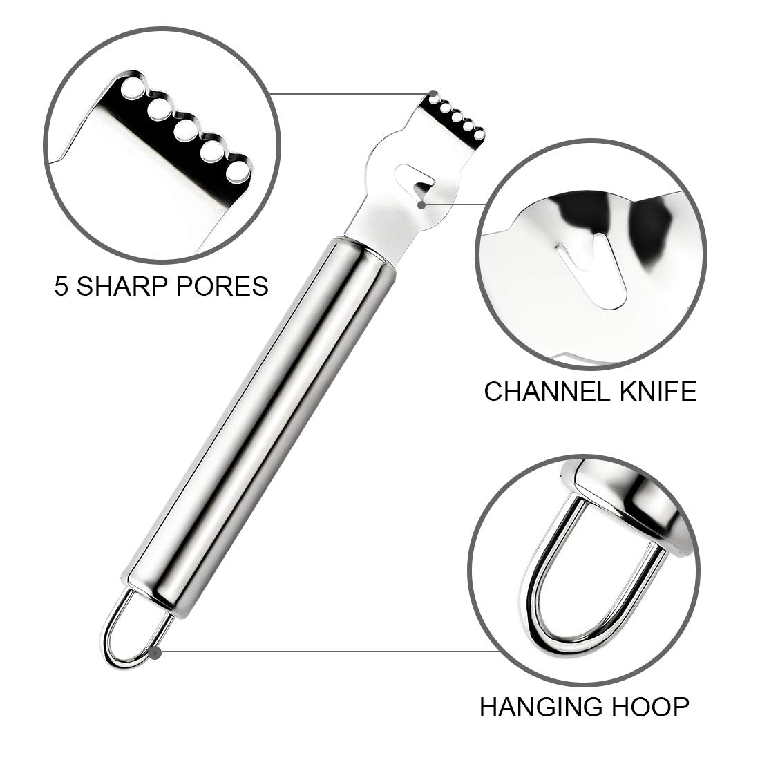 Livtor Stainless Steel Lemon Zester Grater, Lemon zester tool,citrus zester tool for Orange Citrus Peeler with Channel Knife