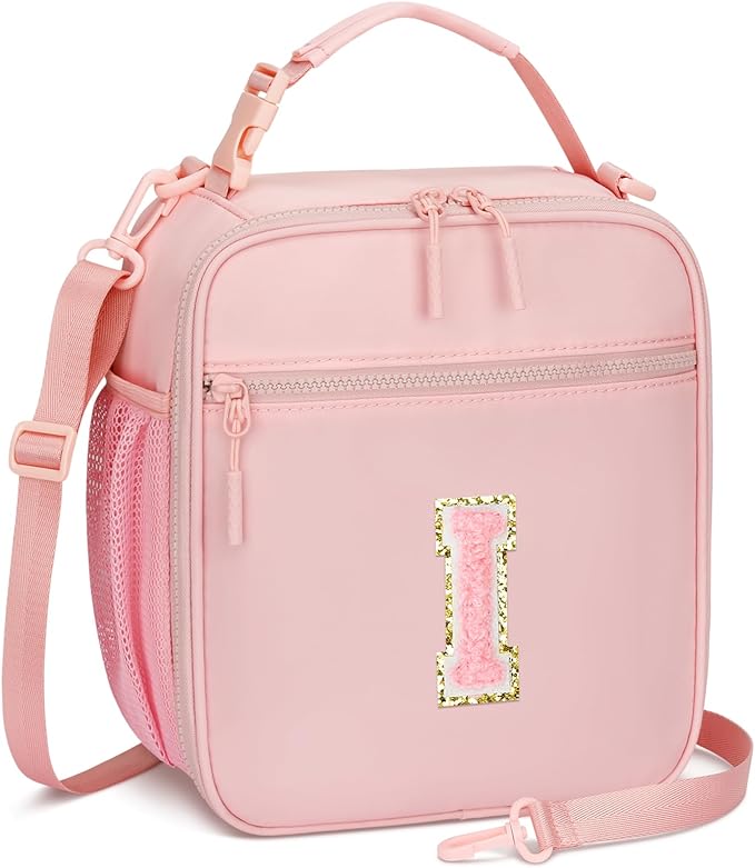 CLOUDWINGS Lunch Box Kids Large Initial Insulated Lunch Bag for Girls