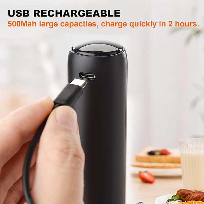 Soenglyun Electric Milk Frother Handheld Foam Maker, Black