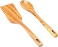 Zenxylo Wooden Spoons for Cooking, Wooden Cooking Spatula Turner and Spoon Set, 2-Piece, Sturdy, Lightweight and Heat Resistant
