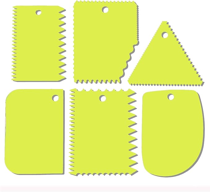 CEWIFO Cake Scraper, 6 Pcs Cake Smoother Scraper, Dough Scraper Green