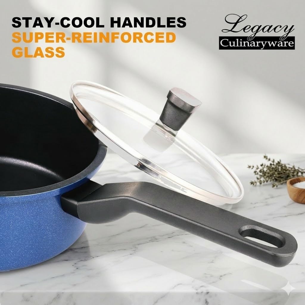 Legacy Culinaryware Nonstick Sauce Pan with Lid,1.5QT small pot, PFOA Free,Kitchen Pots Induction Pot,Cream
