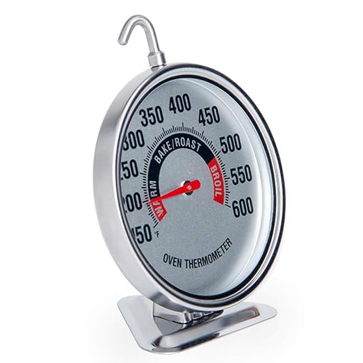 Oven Thermometer Extra Large 3" with Easy-Read Dial | 150-600F Pro Accurate Temp Gauge for Kitchen, Baking, Grill & Meat | Hang or Stand for Gas/Electric Ovens