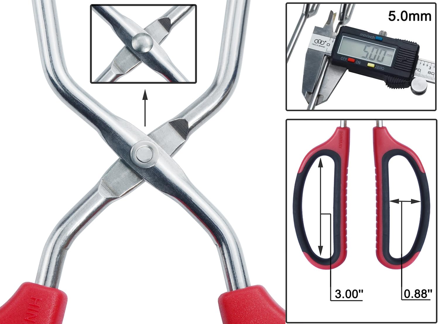 HINMAY 13-Inch Stainless Steel Scissor Tongs with Comfort-Grip Handle