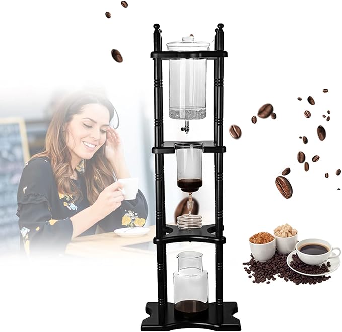 Josbuynls Cold Drip Coffee Maker, 2000ml Large Capacity Glass Dutch Coffee Dripper Ice Drip Coffee Tower w/Stable Base for Commercial Office