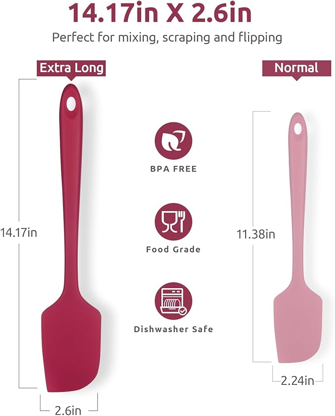 U-Taste 14in Extra Large Silicone Spatula, 480°F Heat Proof Scraper, Red