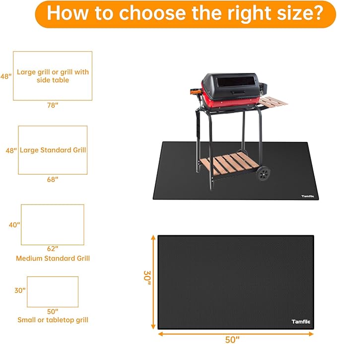 Tamfile 50x30 Inch Grill Mats for Blackstone, Double-Sided Fire Pit Mat