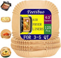 Feetibuo parchment paper for air fryer, 6.3inch square air fryer liners disposable,125PCS Non-stick parchment paper sheets for 3-5QT airfryer liners, Baking, Roasting Microwave