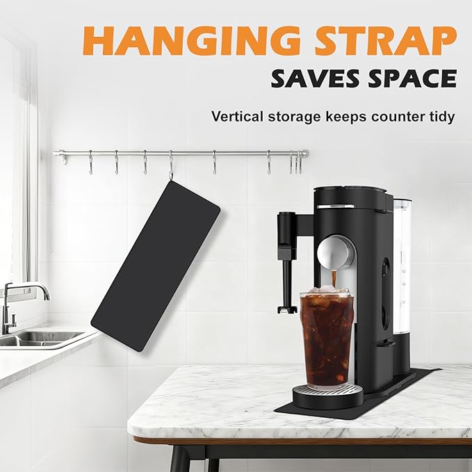 Xykzra Sliding Pad for Ninja Single Serve Coffee Maker PB051 and PB041, Anti Slip Base Sliding Mat for Fast Moving, with Hanging Strap, Accessories Fit for Ninja Coffee Machine PB051/PB041, Black
