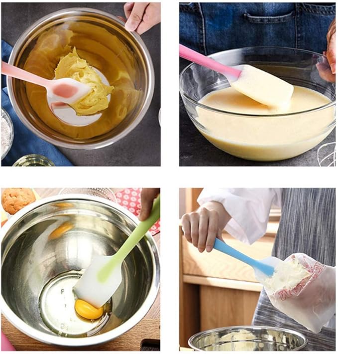 TOUGS Silicone Spatulas Set of 4 - Heat Resistant Non-Stick Flexible Rubber with Solid Stainless Steel Core Kitchen Essential Gadget Premium Scraper Spoon Set - Seamless, Dishwasher Safe, 2 Size