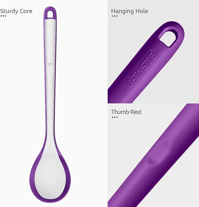 U-Taste Silicone Cooking Spoon, 13.3" Long Large Mixing Spoon, Purple