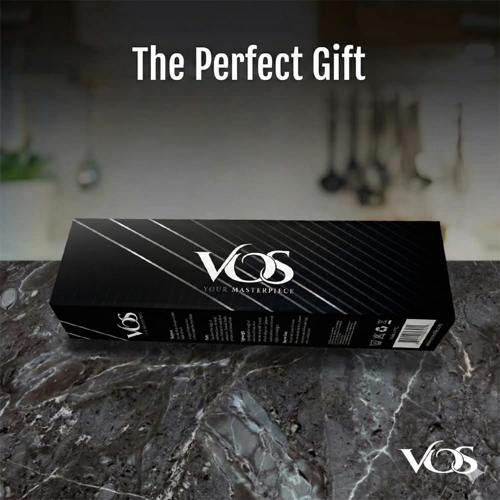Vos Ceramic Knife Set in Elegant Gift Box, Ceramic Knives Set For Kitchen, Ultra Sharp Kitchen Knife Set with Covers, 4" 5" 6" Paring, Santoku & Chef Knife, Lightweight, Dishwasher safe (Multi-Color)