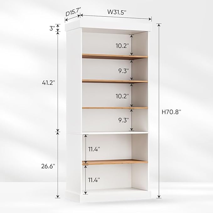 ivaniti 70.8" Tall Farmhouse Kitchen Pantry Cabinet, Modular Storage Cabinet with 6-Tier Adjustable Shelves, White, Wooden Hutch for Living Room, Kitchen, Set of 2
