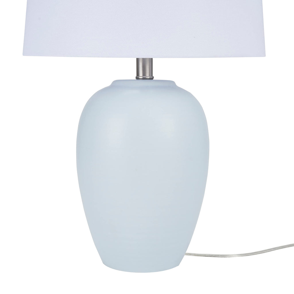 Nourison Home 23" Coastal Blue Ceramic Pot Table Lamp for Bedroom, Living Room, Dining Entryway, with White Shade