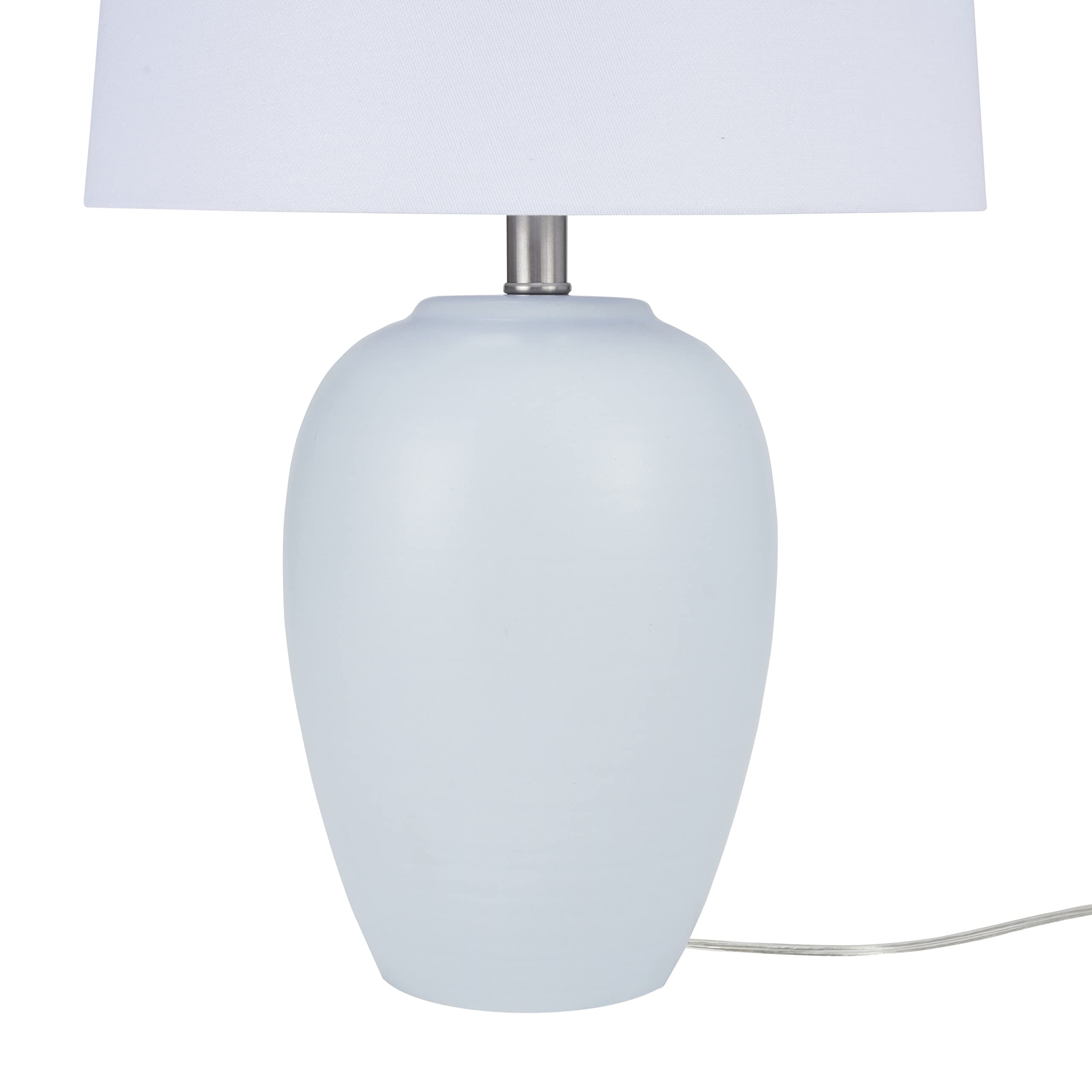 Nourison Home 23" Coastal Blue Ceramic Pot Table Lamp for Bedroom, Living Room, Dining Entryway, with White Shade