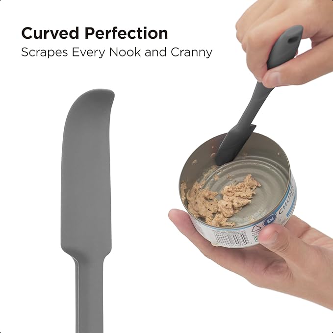 Kitchen Mama WaltzGrip Platinum Silicone Jar & Can Spatula Set, Metal Gray