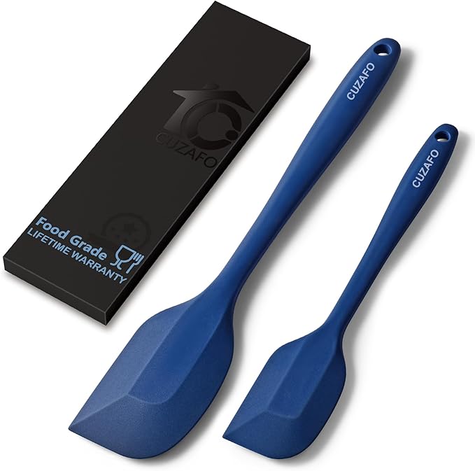 CUZAFO BPA Free Heat Resistant 600℉ Silicone Spatula, Turner Mixing Spatulas set Dishwasher Safe for Nonstick Cookware, Classic Blue
