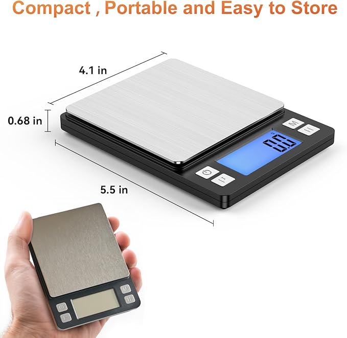BOMATA Upgraded Small Food Scale with 0.1 g/0.001 oz High Precision